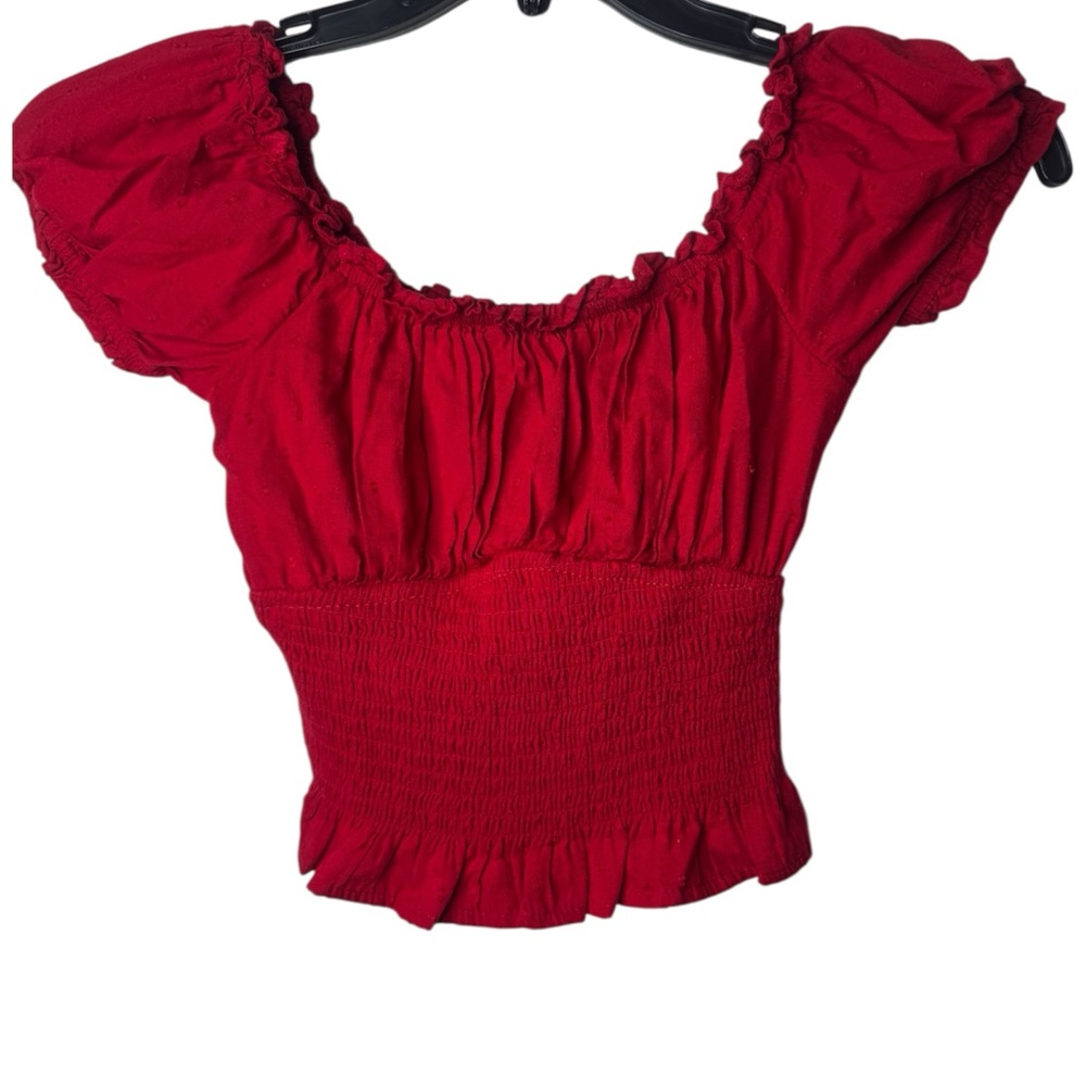 Hollister Red Smocked Blouse